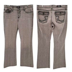 Rock & Republic Women's Kurt Flap Pocket Jeans Size 31 Gray Denim Wide Leg